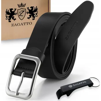 Opasek Kožený opasek dámský pravá kůže ČERNÝ pohodlný STŘÍBRNÁ spona ZAGATTO