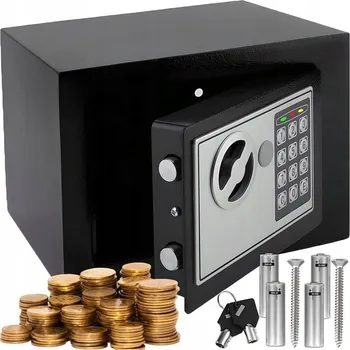Trezor Elektronický trezor na klíč a kód pro dům, kancelář OCEL 23 x 17 x 17 cm