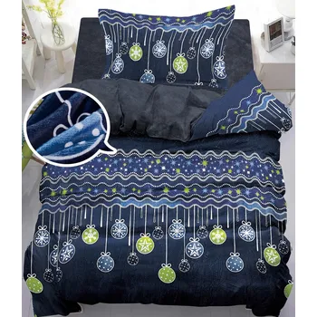 Povlečení NOVINKA 2025! Mikroplyšové povlečení s 3D efektem – Vánoční motiv modré 140x200/70x90 cm