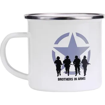 Kempingové nádobí Hrnek smalt BROTHERS IN ARMS bílý