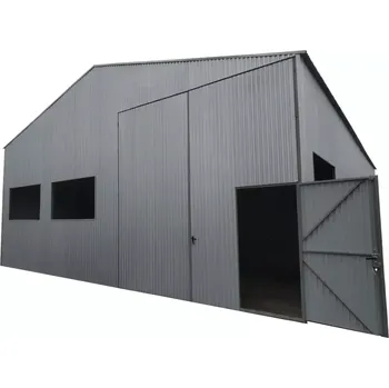 Zahradní stavba 3H. Plechová hala 10 x 15 m RAL9006