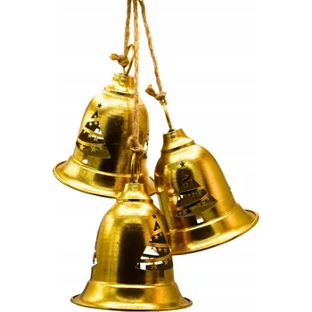 Vánoční dekorace Vánoční zvonky kovové zlaté 62 cm Vánoční dekorace