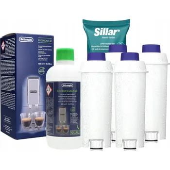 Příprava kávy Odvápňovač Delonghi DLSC500 500ml + 4x filtr Sillar pro kávovary Delonghi