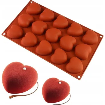 Forma na pečení Silikonová Forma na Monoporce SRDCE 15 hnízd Dezerty Mousse Pralinky