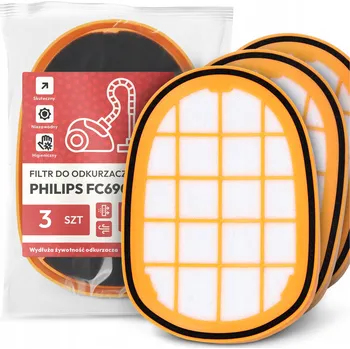 Filtr do vysavače 3x FILTR do VYSAVAČE Philips FC6902 Vzduchový Omyvatelný Náhradní EM-W