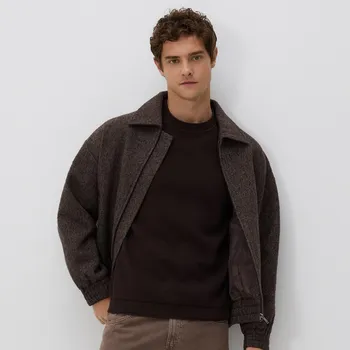 Pánský svetr Reserved - Strukturální svetr z bavlny - tmavě hnědá - TA186-89X - TA186-89X-XXL