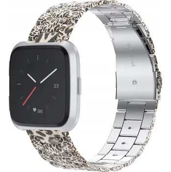 Náramek Náramek pro hodinky Fitbit Versa/Versa 2/LITE - Panterka hnědá - OCEL