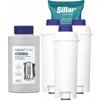 Náhradní díl pro kávovar 3x Sillar filtr do vody pro kávovary Delonghi + odvápňovač AquaFloow 250ml