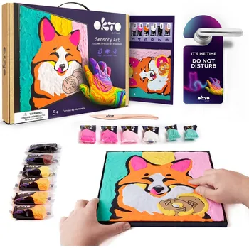 Dřevěná hračka OKTO Liška výtvarná sada malování na plátno 29x29cm