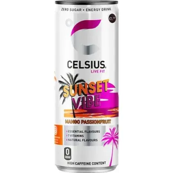 Limonáda Celsius vitaminizovaný energetický nápoj bez cukru s příchutí manga a marakuji 355 ml