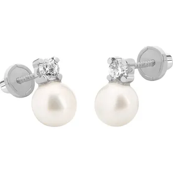 Náušnice Brilio Půvabné náušnice z bílého zlata s pravou perlou a zirkony 14/820.491/17ZIR + 2 měsíce na vrácení zboží