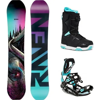 Snowboard Raven Dahlia Carbon Mint/Pink dámský snowboard + Raven Fastec FT360 black/mint dámské snowboardové vázání + Raven Galla mint MOZ snowboard boty 151 cm + S (EU 35-40) + DÁREK + Doprava ZDARMA