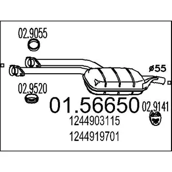 Tlumič výfuku Střední tlumič výfuku MTS 01.56650