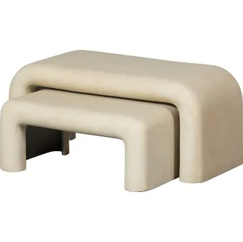 Konferenční stolek Krémové konferenční stolky v sadě 2 ks v dekoru kamene 42x92 cm Stani – WOOOD ID_1823024