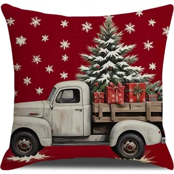 Povlak na polštářek Vánoční povlak na polštář 45 × 45 cm, auto s dárky