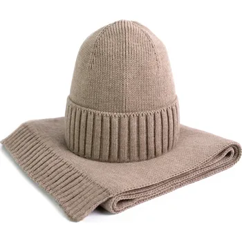 Čepice Szaleo sada: čepice a šála, univerzální velikost, béžová