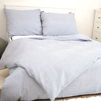 Povlečení Krepové povlečení Pruhy modré Zapínání: knoflík, Velikost polštáře: 70x90, Velikost přikrývky: 140x240