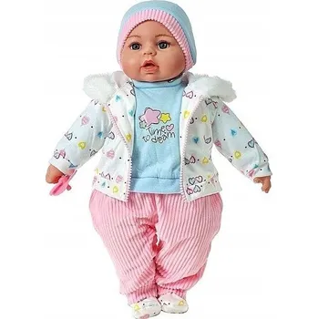 Panenka PANENKA MIMINKO V OBLEČENÍ 45 CM MLUVÍ A ZPÍVÁ V POLŠTINĚ + DUDLÍK