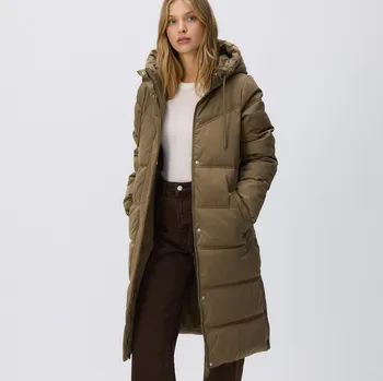 Dámský kabát Reserved - Dlouhá bunda s kapucí - hnědozelená - 692AY-78X - 692AY-78X-L