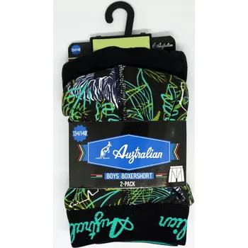 Boxerky 2-BALENÍ chlapecké boxerky bavlna Australian 1x černé, 1x se vzorem, velikost 122/128