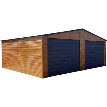 Přístřešek na auto 41D. Plechová garáž 7 x 6 m Zlatý dub