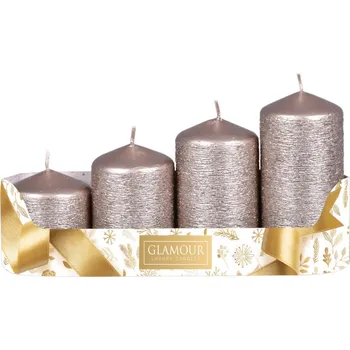 Svíčka Nohel Garden Svíčky adventní STUPŇOVITÉ TAURUS d5x6/7,5/9/10,5cm 4ks - šampaň