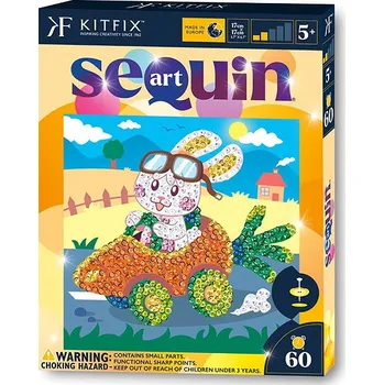 Diamantové malování Kitfix Třpytivá kreativní sada s flitry Sequin art - Králíček v mrkvi 5+