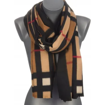 Šála Módní dámská šála s kostkovaným vzorem, elegantní bavlněná velká šála, teplá