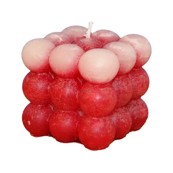 Svíčka Svíčka KOSTKA PERLY ledová červená – vanilka a jahoda, ruční ...