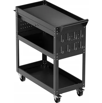 Dílenský Vozík na Nářadí 4 Police Nosnost 160KG na Kolečkách se Zamykatelnou Šuplík