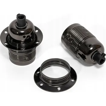 Objímka na žárovku ČERNÁ CHROMOVANÁ OBJÍMKA E27 S KROUŽKEM