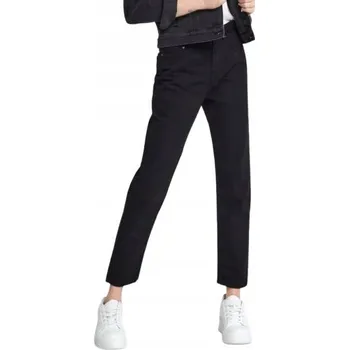 Dámské džíny ČERNÉ BAVLNĚNÉ DŽÍNY S VYSOKÝM PASEM STŘIH MOM FIT KAPSY VELIKOST 34