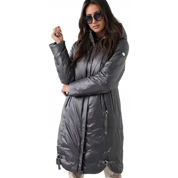 Dámský kabát Dámský zimní kabát zateplený s jemným leskem s kapucí REGINA 52