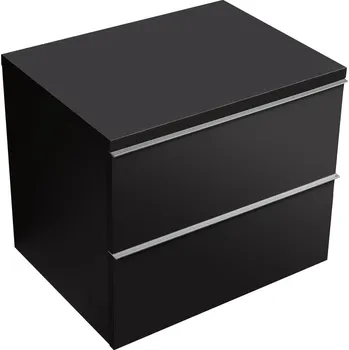 Koupelnový nábytek CERANO - Koupelnová skříňka pod umyvadlo s úchytkou/deskou pod umyvadlo Velora - 36 mm - černá matná, chromová úchytka - 69x53x46 cm
