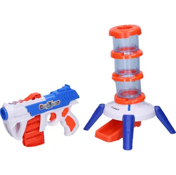 Dřevěná hračka Wiky Pistole na pěnové náboje věž s terči