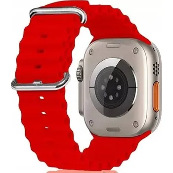 Řemínek na hodinky ŘEMÍNEK PRO APPLE WATCH 4/5/6/7/8/9/10/SE/ULTRA 44/45/46/49mm ČERVENÝ SILIKONOVÝ