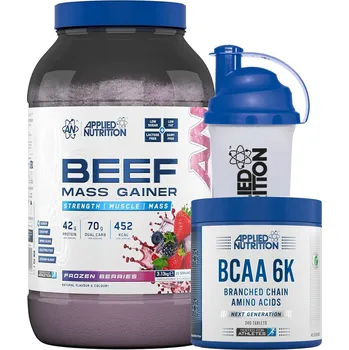 Aminokyselina Beef Mass Gainer Applied Nutrition 3130 g Příchuť: Millions Blackcurrant + Šejkr a BCAA 300 kapslí ZDARMA!