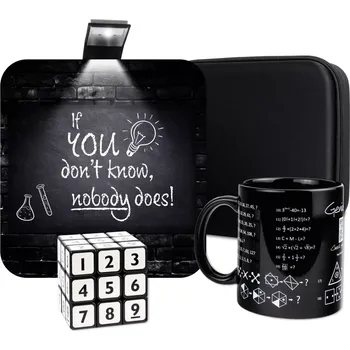 Originální dárková sada pro génia – hrnek s logickými úkoly, čtecí lampička, logická Sudoku kostka (Dárek pro učitele s humorem nebo pro mistry logiky a vědomostí)