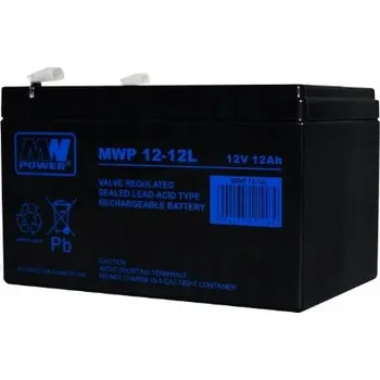 Záložní baterie AKUMULÁTOR AGM MWP 12-12L 12V 12Ah PRO AUTÍČKA, HRAČKY, VÁHY, ALARMY, UPS – VÝDRŽ AŽ 12 LET
