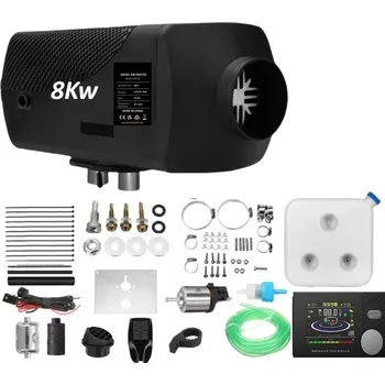 XL-AIRD Nezávislé topení 8kW včetně instalační sady, černý LCD ovladač nová verze, černý dálkový ovladač, 12V nebo 24V automatická volba, tiché čerpadlo, Bluetooth aplikace