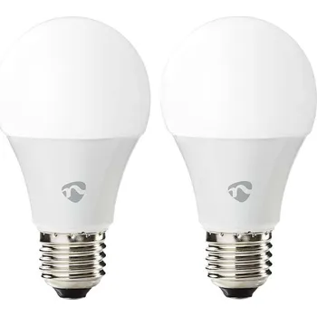 Žárovka Nedis WIFILRC20E27 LED žárovka, pro chytrý dům, E27, A60, 9W, 230V, 806lm, teplá až studená bíllá, RGB, bílá, 2ks WIFILRC20E27