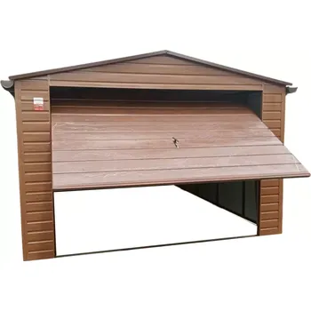 Přístřešek na auto 44D. Plechová garáž 4 x 6 ZLATÝ DUB TMAVÝ