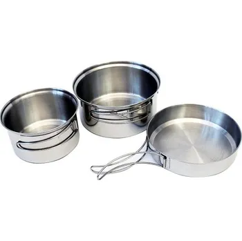 Kempingové nádobí Jídelní nádobí třídílné nerezové TRAPPER