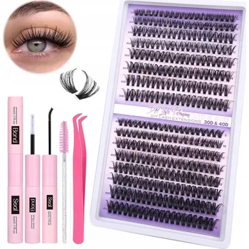 Umělé řasy Bondingové řasy 320ks Sada pro domácí aplikaci DIY Umělé řasy + příslušenství