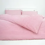 Krepové povlečení Pruhy červené Zapínání: knoflík, Velikost polštáře: 50x70, Velikost přikrývky: 140x260