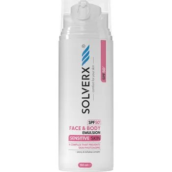Opalování SOLVERX SENSITIVE na obličej a tělo 150 Ml ochranná emulze na obličej a tělo SPF50