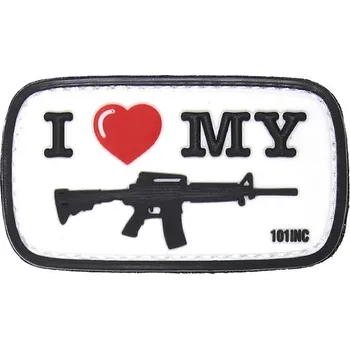 Nášivka Nášivka I LOVE MY M4 white velcro 3D PVC