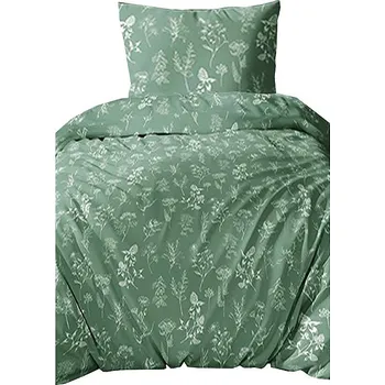 Povlečení 4sleep Bavlněný satén natura mátová 5080C 140 x 200, 70 x 90 cm zipový uzávěr