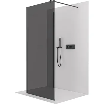 CERANO - Sprchová zástěna Walk-in Onyx Corner Round L/P - 8 mm - kulatá vzpěra - černá matná, grafitové sklo - 110x120x200 cm