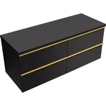 CERANO - Koupelnová skříňka pod umyvadlo s úchytkou/deskou pod umyvadlo Velora - 36 mm - černá matná, zlatá úchytka - 158x53x45,2 cm